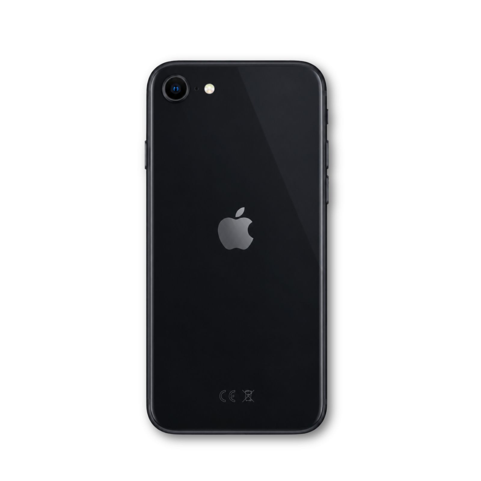 Smartphone IPhone SE 2020, vue complémentaire - dos sur fond blanc