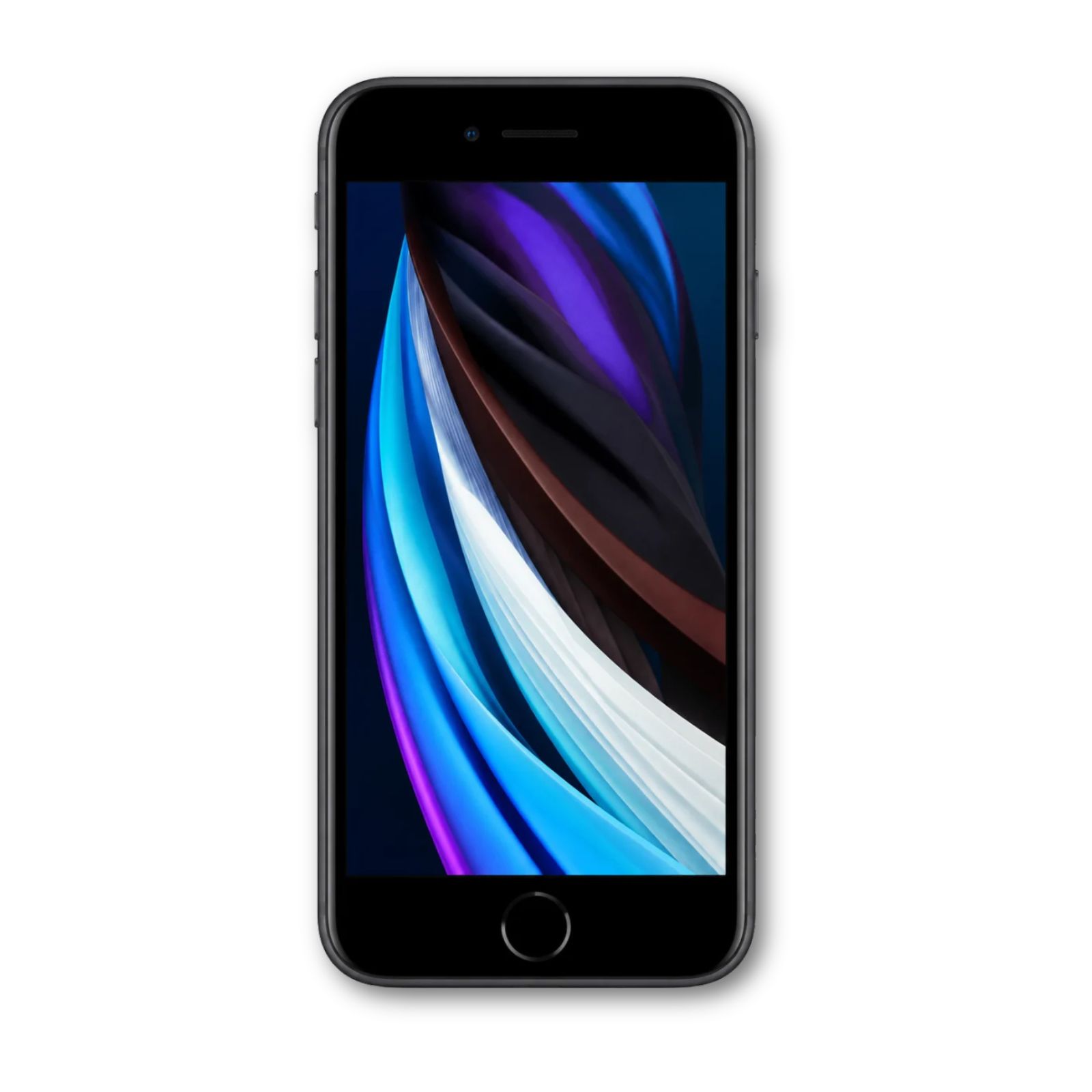 Smartphone IPhone SE 2020, vue complémentaire - face sur fond blanc