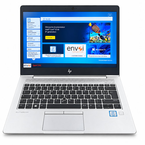 HP EliteBook 830 G5 – Vue principale – Fond blanc Ordinateur portable HP EliteBook 830 G5 sur fond blanc